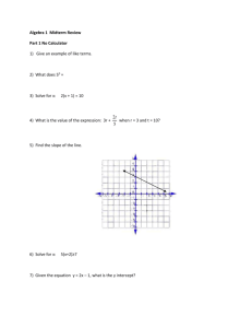 Algebra 1 Midterm Review