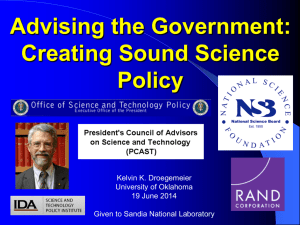 Advising the Government: Creating Sound Science Policy