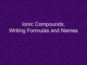 Ionic Compounds: Writing Formulas and Names