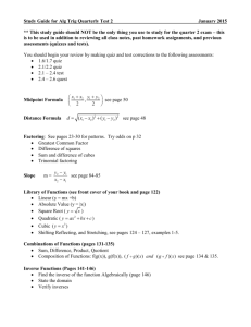 Study Guide for Alg Trig Quarterly Test 2 January 2015 ** This study