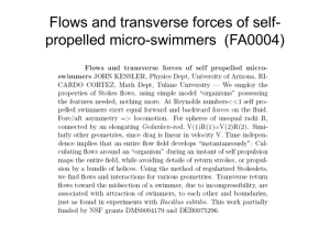 Flows and transverse forces of self-propelled micro