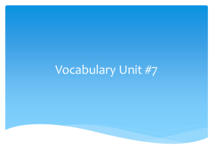 Vocabulary Unit #7