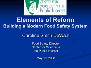 Elements of Reform: Building a Modern Food Safety System