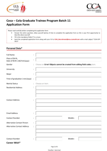 Coca-Cola GTP Application Form