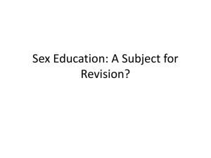 Sex Education: A Subject for Revision?