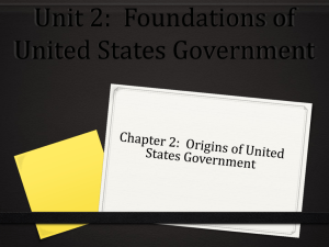 Chapter 2 Origins of the United States Government Presentation