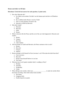 Romeo and Juliet Act III Quiz Directions: Circle the best answer for