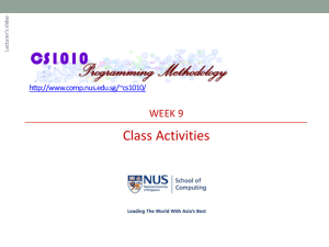 Week 9 Class activities