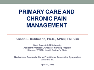 Primary Care and Chronic Pain management