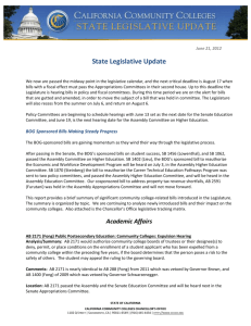 State Legislative Update - California Community Colleges