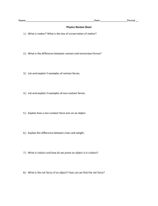 Name: : :__ Physics Review Sheet What is matter? What is the law of