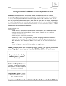 Immigration Policy Memo Instructions