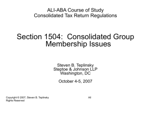 Section 1504 Consolidated Group Membership Issues
