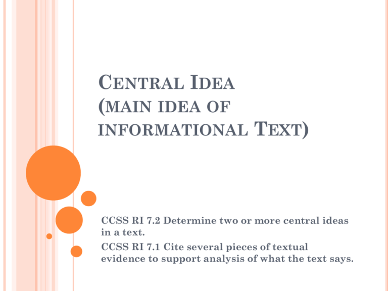 What Are Central Ideas In A Book