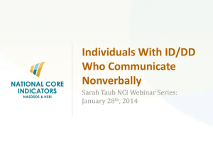 Sarah Taub NCI Webinar: Individuals with ID/DD Who Communicate