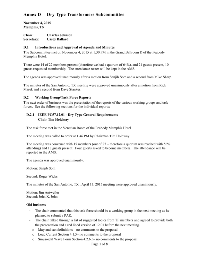 Annex A - IEEE Standards Working Group Areas