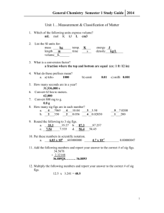 General Chemistry Semester 1 Study Guide