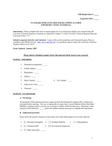 Standard Operating Procedure/Approval Form for Highly Toxic
