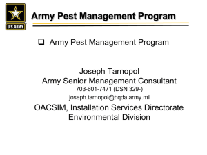 U.S. Army Pest Management Program – Recent Policy Updates