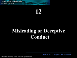Misleading or deceptive conduct cont