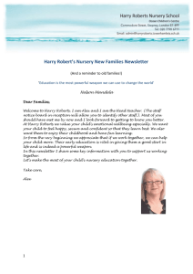 Harry Robert*s Nursery New Families Newsletter