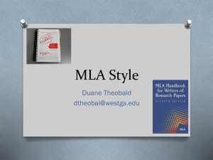 MLA Style - The University of West Georgia