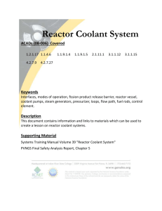 Reactor Coolant System Instructor Notes
