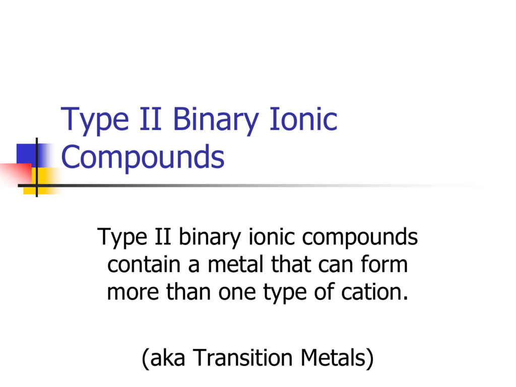 Type II Binary Ionic Compounds