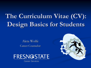 Curriculum Vitae Presentation - California State University, Fresno