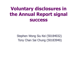 Voluntary disclosures in the Annual Report signal success