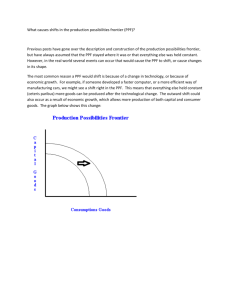 What causes shifts in the production possibilities frontier (PPF