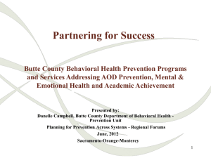 Butte County Behavioral Health Prevention Unit