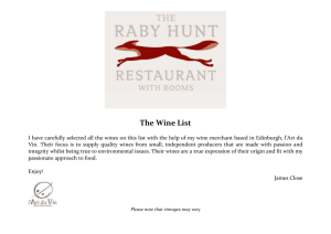 The Wine List - Raby Hunt Restaurant