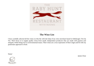 wine list - Raby Hunt Restaurant