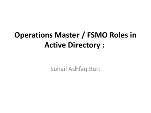 Operations Master / FSMO Roles in Active Directory