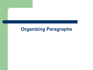 Organizing Paragraphs