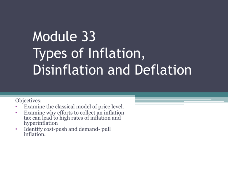 Module 33 Types Of Inflation, Disinflation And Deflation