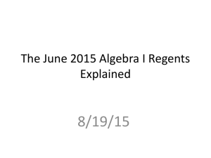 The June 2015 Algebra I Regents