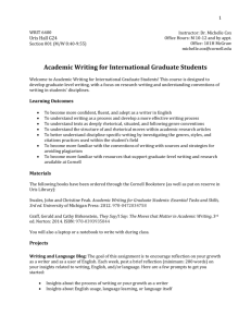 WRIT 6400: Academic Writing for International