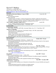 Resume - Kevin Markey Web Developer and local of