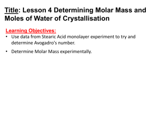 Determining Molar Mass and Moles of Water of