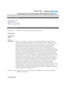 UPCD 725 Contemporary Community Development