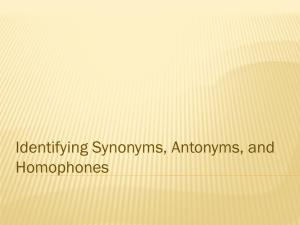 Identifying Synonyms, Antonyms, and Homophones