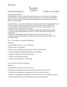 2013/2014 Personal Psychology I Teacher: Laura Clarke COURSE