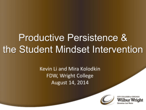 Productive Persistence & the Student Mindset Intervention