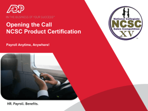 opening the call - NCSC ADP Sales Case Studies