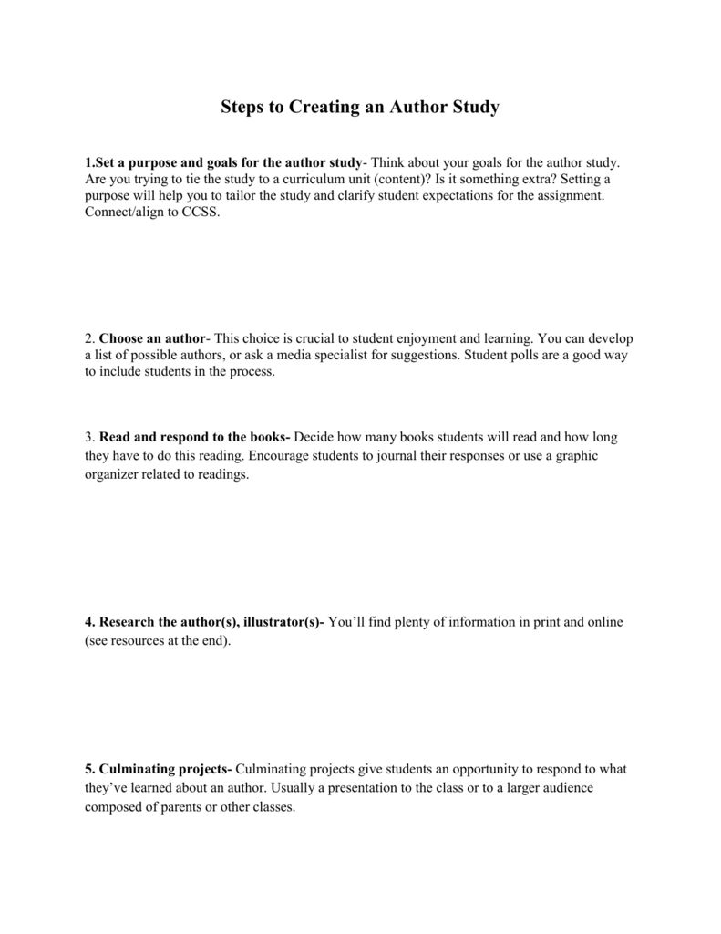 Author Study Handout