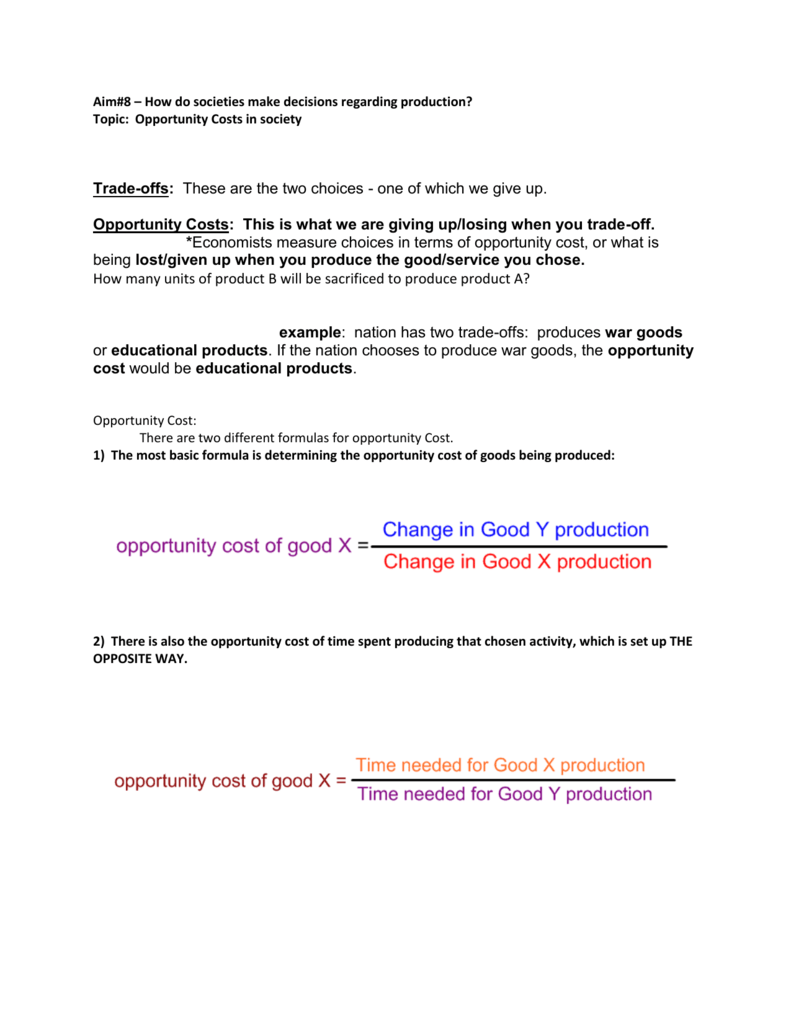 Opportunity Cost Example
