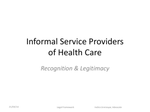 Informal service providers of health care_ Recognition & Legitimacy