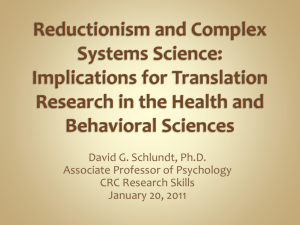 Reductionism and Complex Systems Science: Implications for